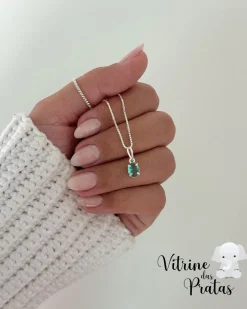 Colar Zircônia Oval Verde Turmalina