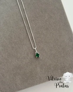 Colar Zircônia Oval Verde Esmeralda