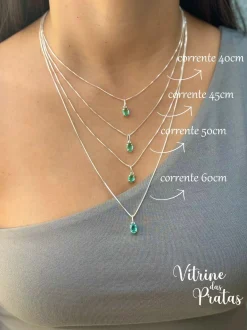 Colar Zircônia Oval Verde Turmalina