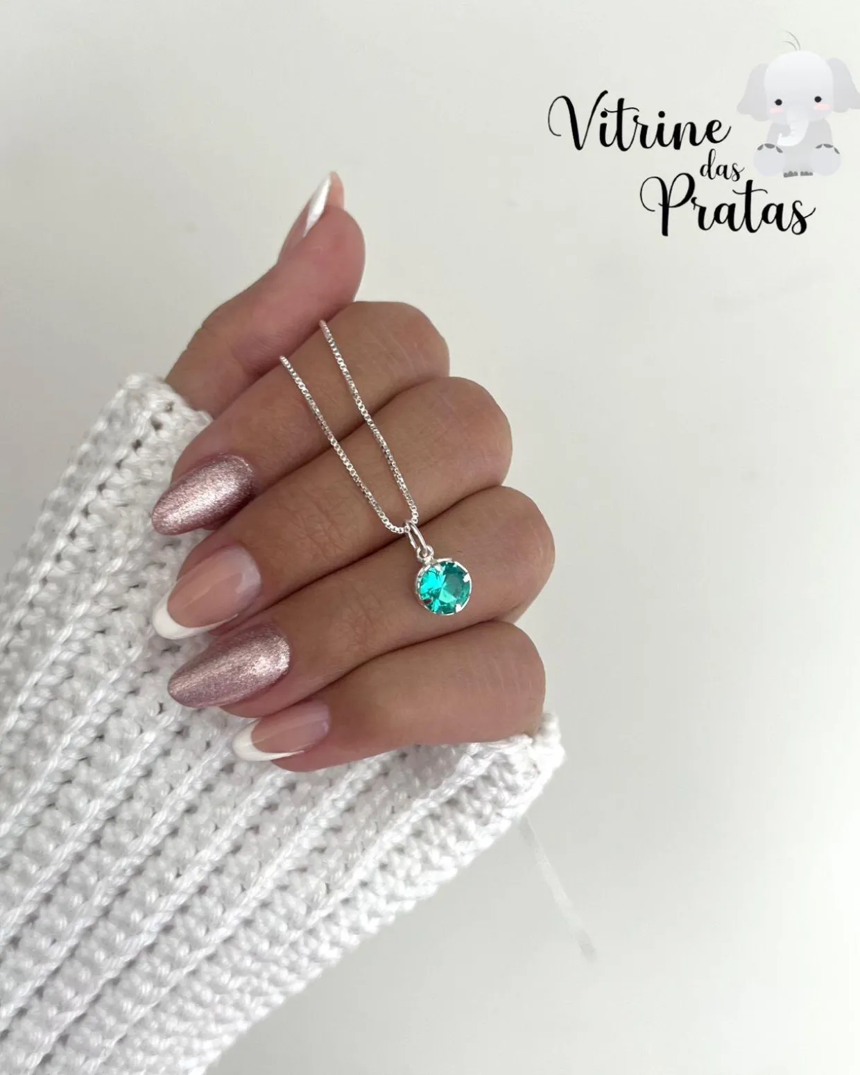 Colar Zircônia Redonda Verde