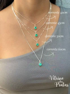 Colar Zircônia Redonda Verde