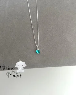 Colar Zircônia Redonda Verde