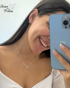 Conjunto Coração Vazado Cravejado Color