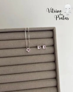 Conjunto Ponto de Luz Quadrado Rosa
