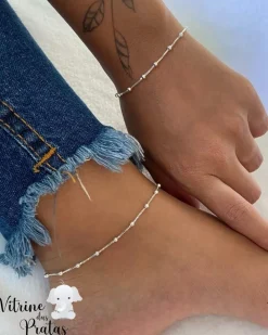 Conjunto Pulseira e Tornozeleira de Bolinhas