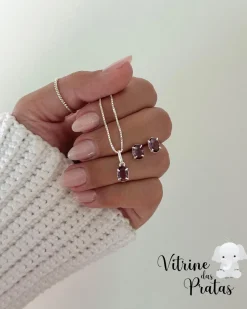 Conjunto Zircônia Oval Ametista