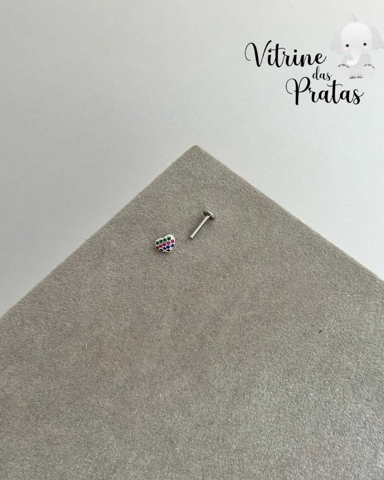 Piercing Pino Coração Color Cravejado