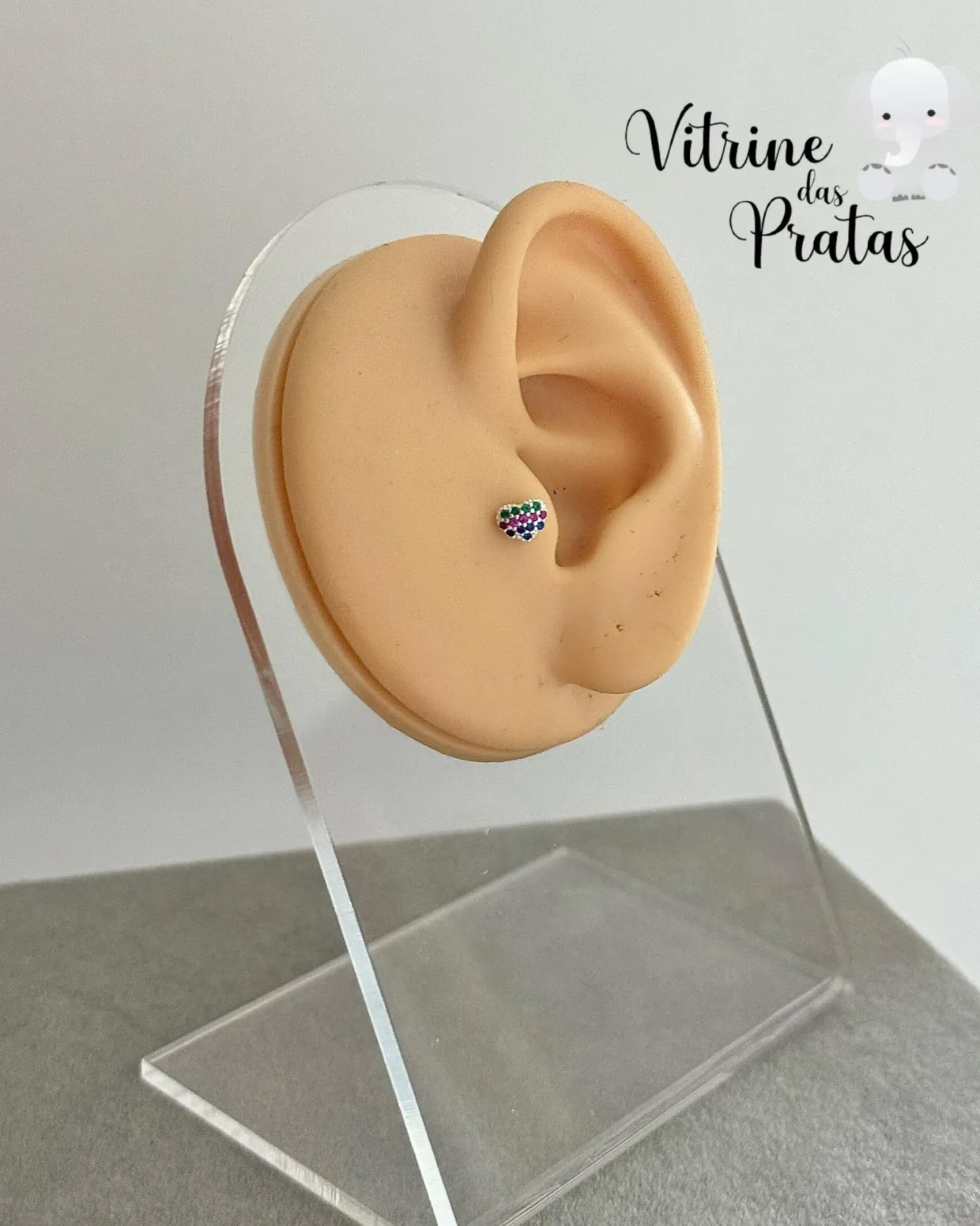 Piercing Pino Coração Color Cravejado