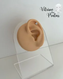 Piercing Pino Coração Cravejado Base Reta