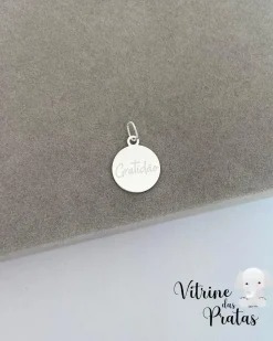 Pingente Plaquinha Gratidão Redonda