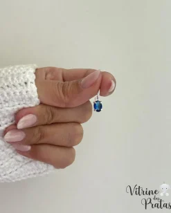 Pingente Zircônia Oval Azul Safira