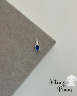 Pingente Zircônia Oval Azul Safira