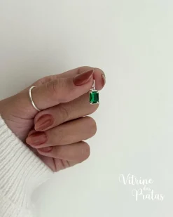 Pingente Zircônia Retangular Verde Esmeralda