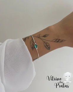 Pulseira com Zircônia Oval Verde Turmalina