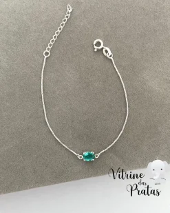 Pulseira com Zircônia Oval Verde Turmalina