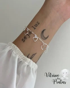 Pulseira Corações Pendurados