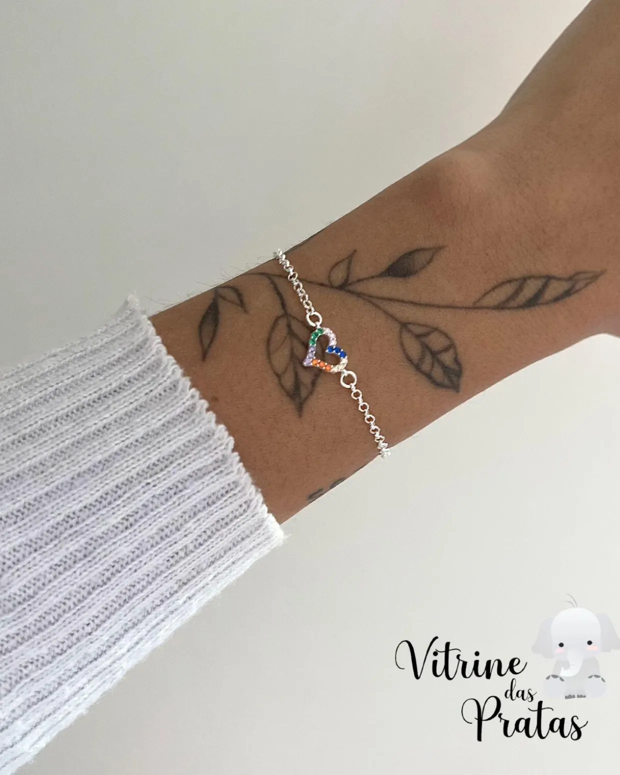 Pulseira Coração Color Cravejado