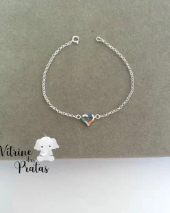 Pulseira Coração Color Cravejado