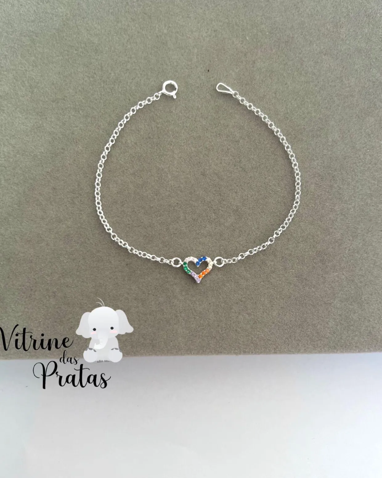 Pulseira Coração Color Cravejado