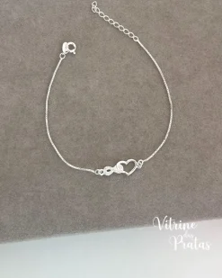 Pulseira Coração com Infinito Cravejado