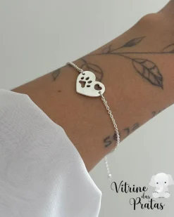 Pulseira Coração com Pata