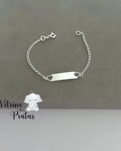 Pulseira Infantil Corações com Plaquinha Personalizada (LEIA A DESCRIÇÃO)