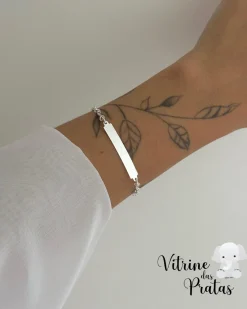 Pulseira Plaquinha Comprida Personalizada (LEIA A DESCRIÇÃO)