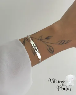 Pulseira Plaquinha Comprida Personalizada (LEIA A DESCRIÇÃO)