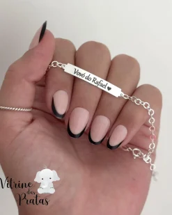 Pulseira Plaquinha Comprida Personalizada (LEIA A DESCRIÇÃO)