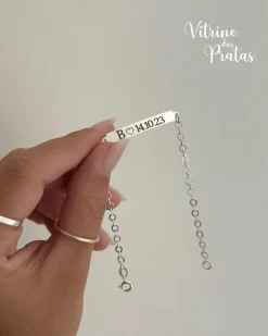 Pulseira Plaquinha Comprida Personalizada (LEIA A DESCRIÇÃO)