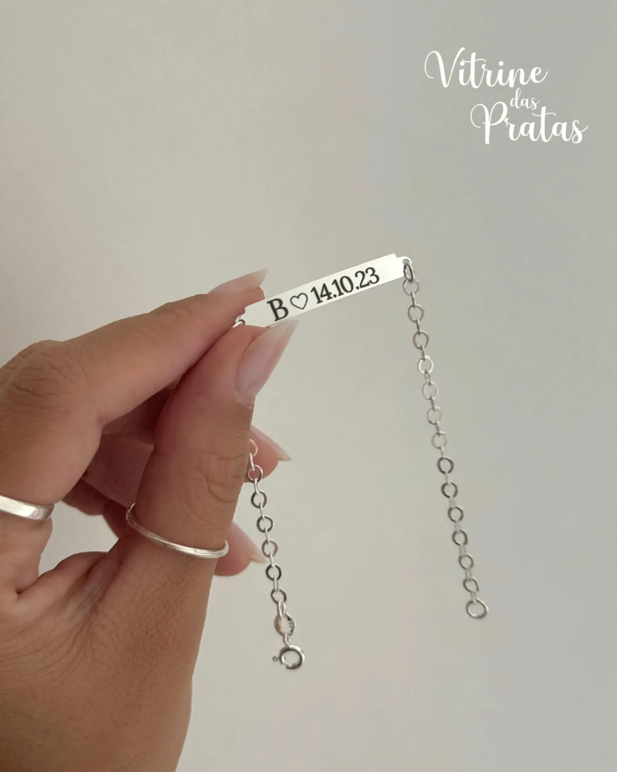 Pulseira Plaquinha Comprida Personalizada (LEIA A DESCRIÇÃO)