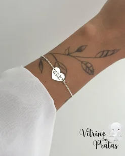 Pulseira Plaquinha Coração Personalizada (LEIA A DESCRIÇÃO)
