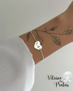Pulseira Plaquinha Coração Personalizada (LEIA A DESCRIÇÃO)
