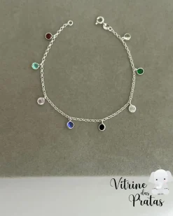 Pulseira Zircônias Coloridas Penduradas