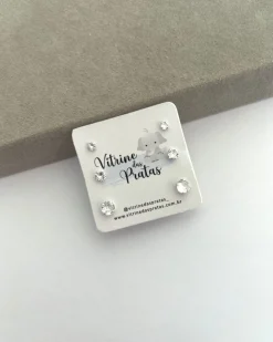 Trio de Brincos Zircônias (3mm/4mm/5mm)