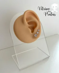 Trio de Brincos Zircônias (3mm/4mm/5mm)